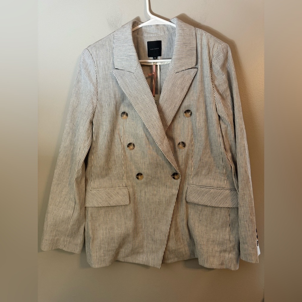Alex Marie NEW Women's Striped Linen Blend Romi Notch Lapel Blazer Size 18